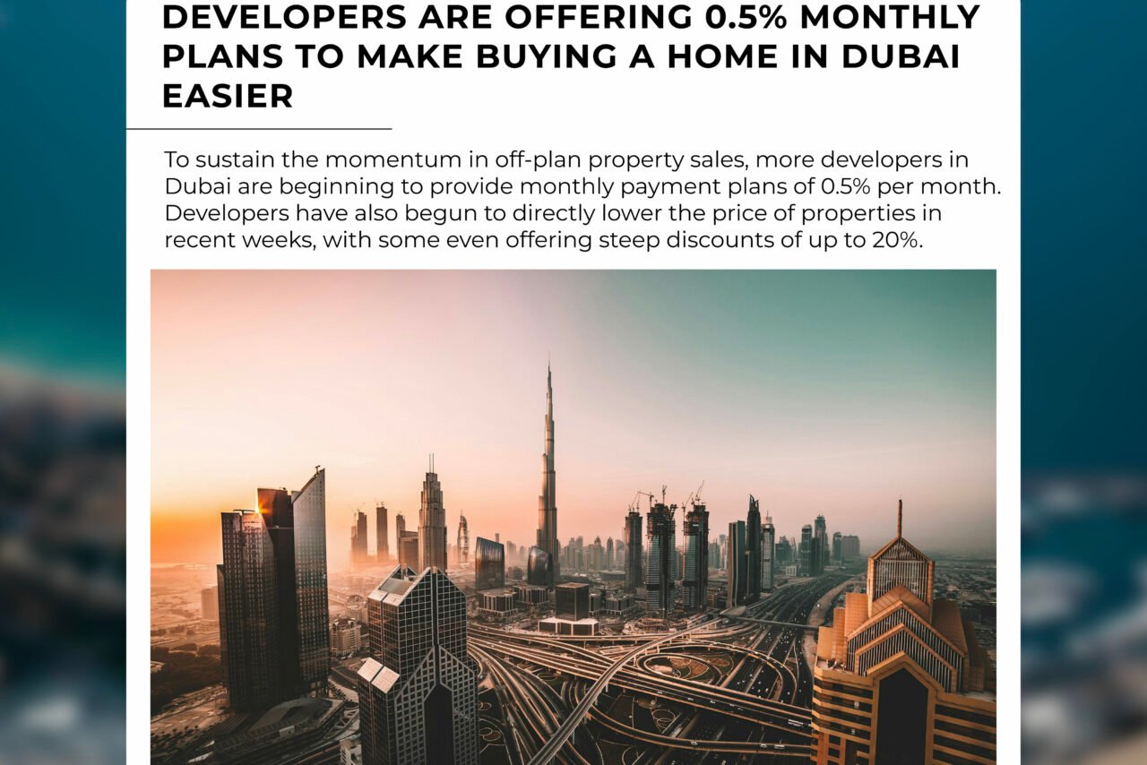 Overview of Dubai real estate market leveraging 0.5% payment plans, offering affordable homeownership options.
