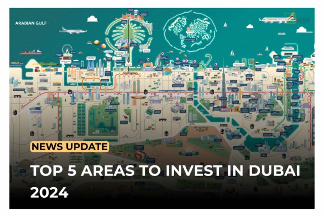 Top investment opportunities in Dubai real estate market 2024, featuring areas like Dubai South, Palm Jumeirah, and Jumeirah Village Circle.