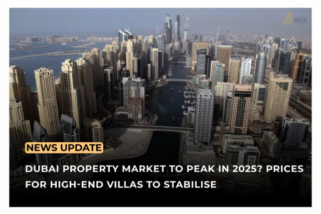 Aerial view of Dubai Marina with high-rise buildings and waterfront, highlighting the real estate market trends in 2025